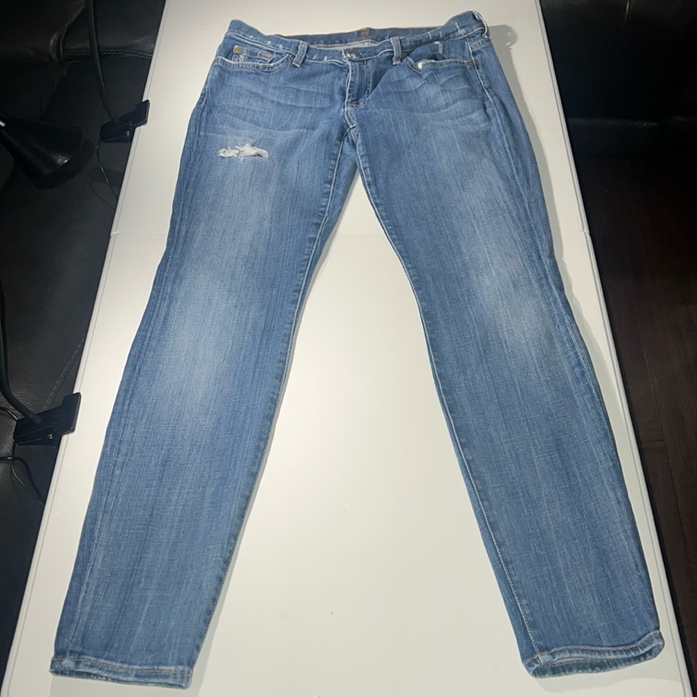 7 For All Mankind‎ Jeans Women's Size 31 Straight Leg Low Rise Denim Blue